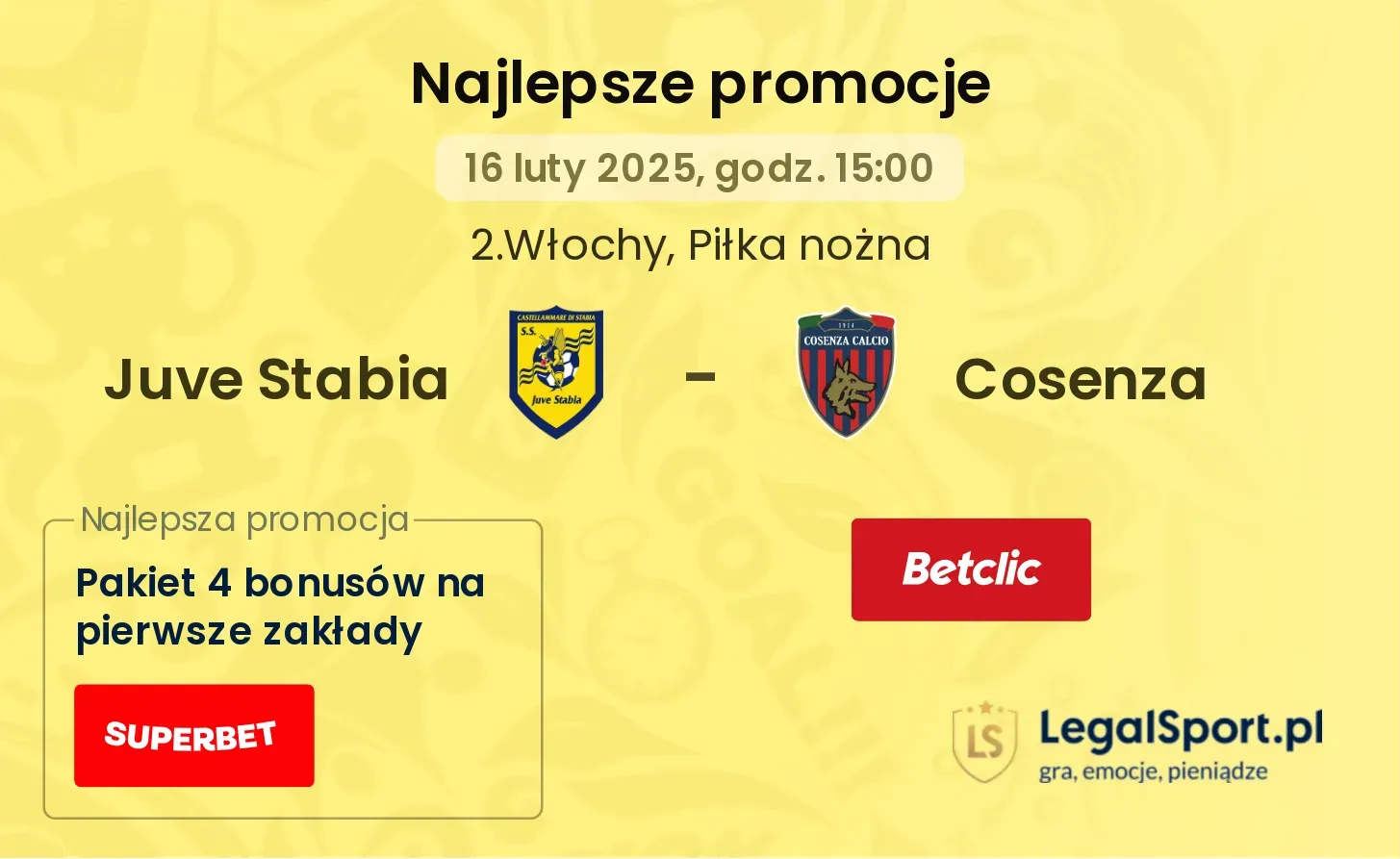 Juve Stabia - Cosenza promocje u bukmacherów