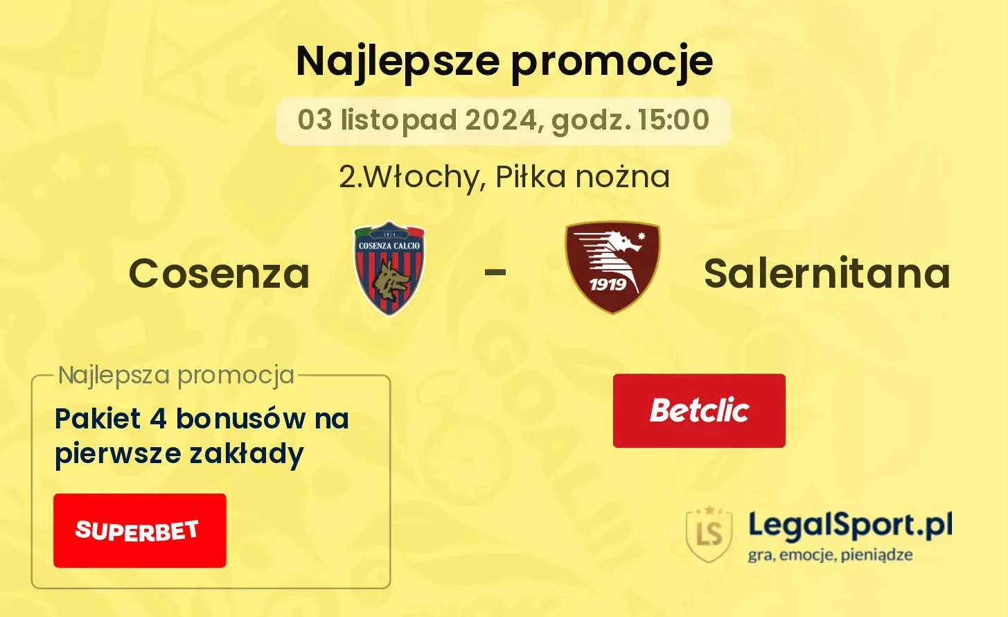 Cosenza - Salernitana promocje u bukmacherów 03.11, 15:00