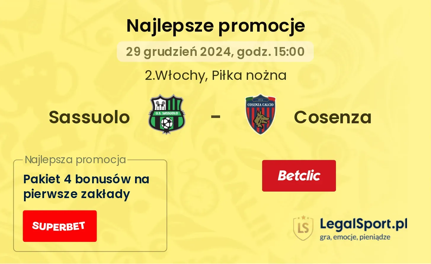 Sassuolo - Cosenza promocje bukmacherskie