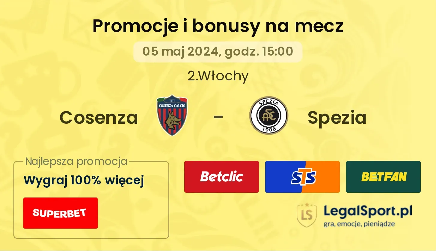 Cosenza - Spezia promocje bonusy na mecz