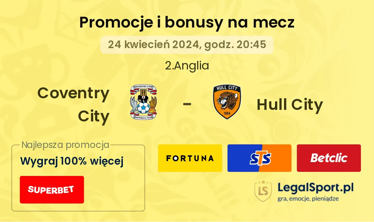 Coventry City - Hull City promocje bonusy na mecz