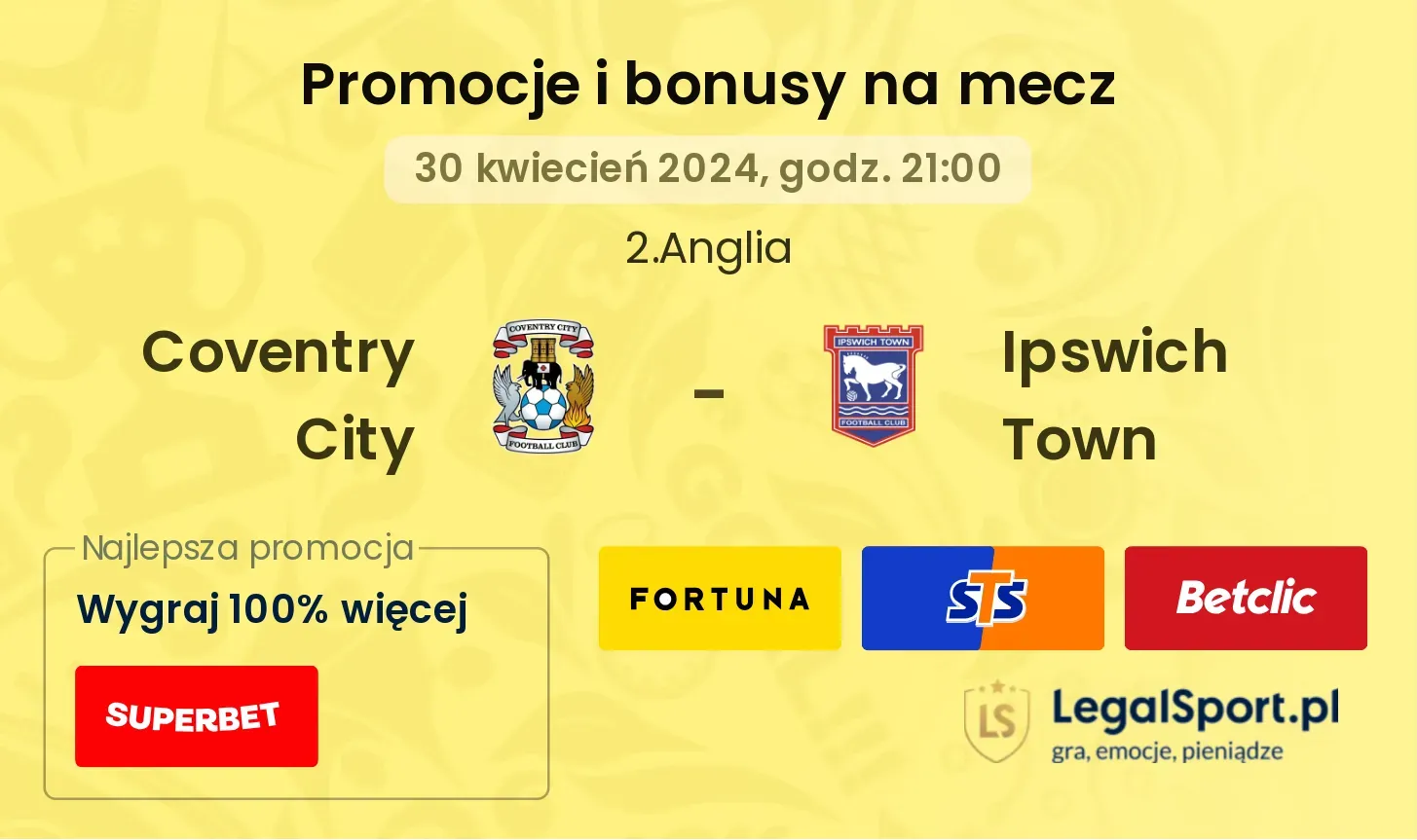 Coventry City - Ipswich Town promocje bonusy na mecz