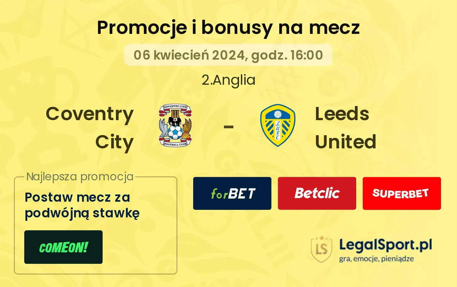 Coventry City - Leeds United promocje bonusy na mecz