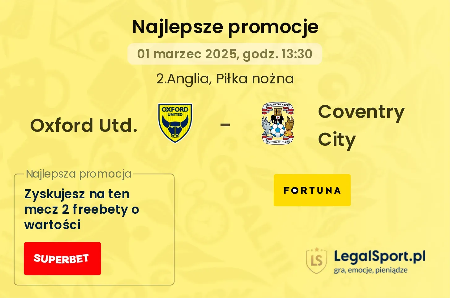 Oxford Utd. - Coventry City promocje bukmacherskie