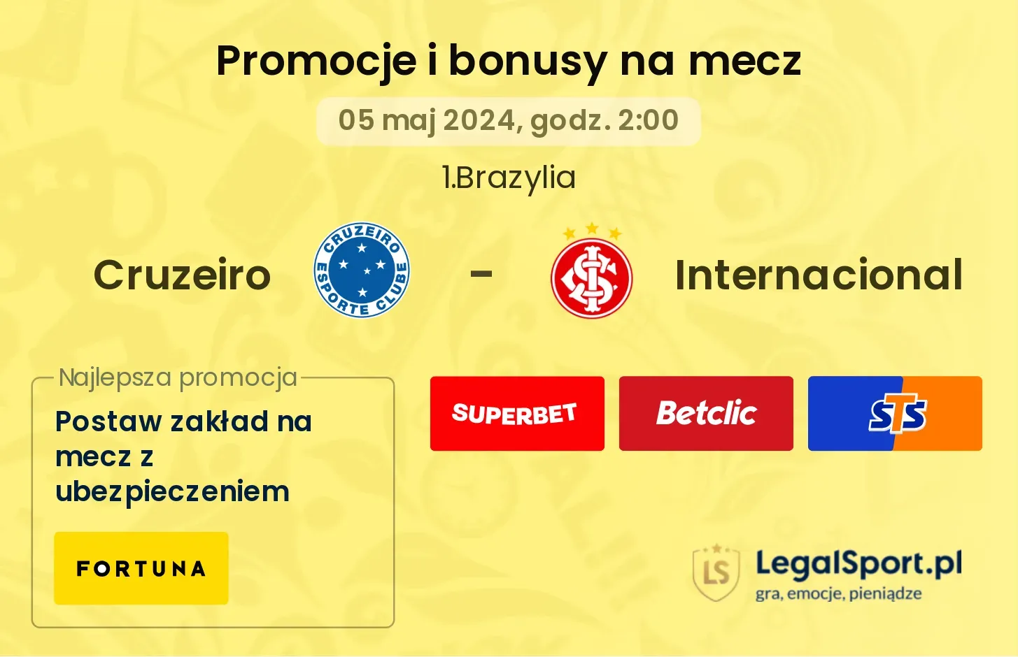 Cruzeiro - Internacional promocje bonusy na mecz