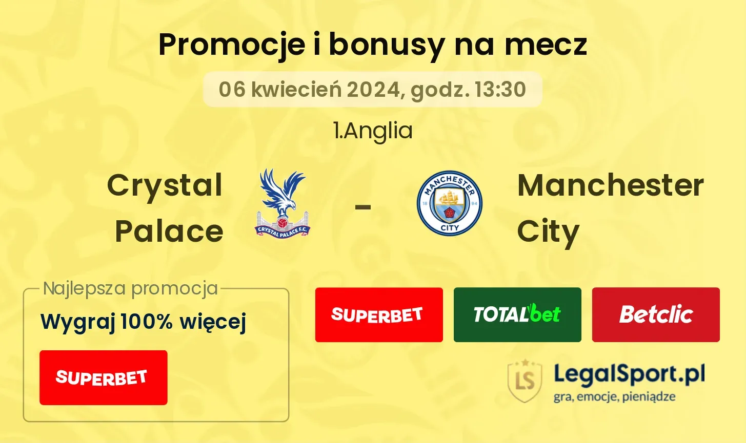 Crystal Palace - Manchester City promocje bonusy na mecz