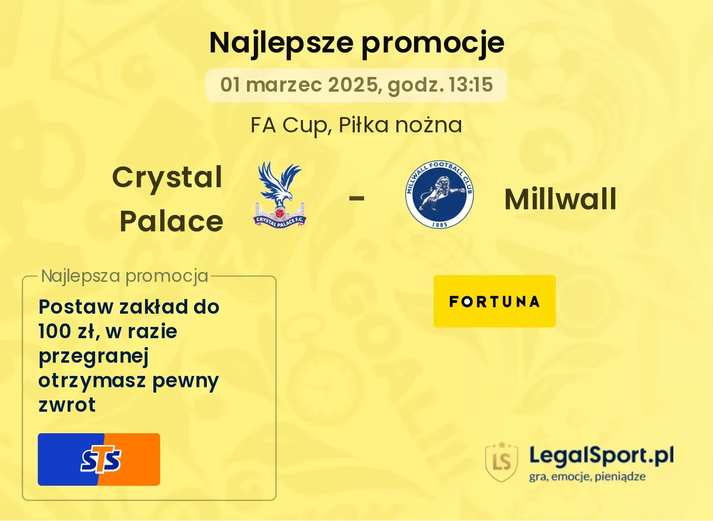 Crystal Palace - Millwall promocje bukmacherskie