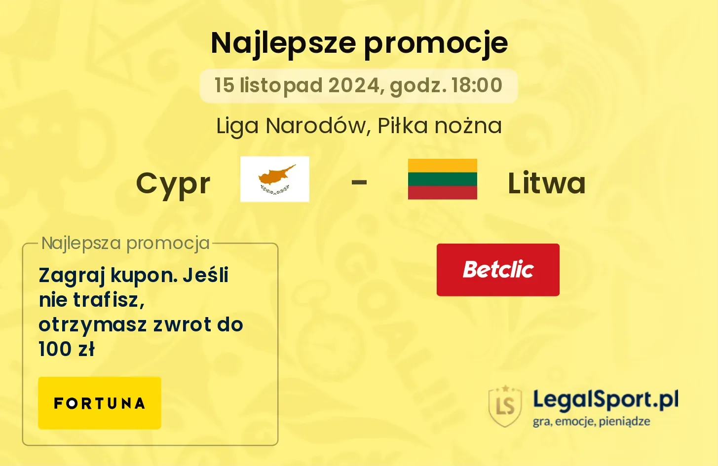 Cypr - Litwa promocje u bukmacherów 15.11, 18:00