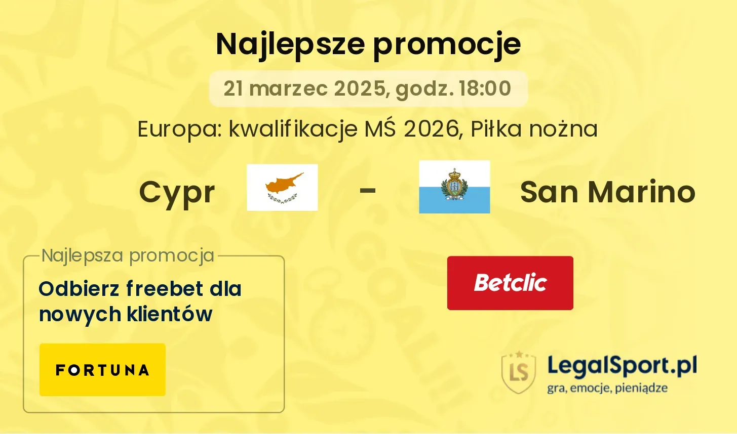 Cypr - San Marino promocje u bukmacherów