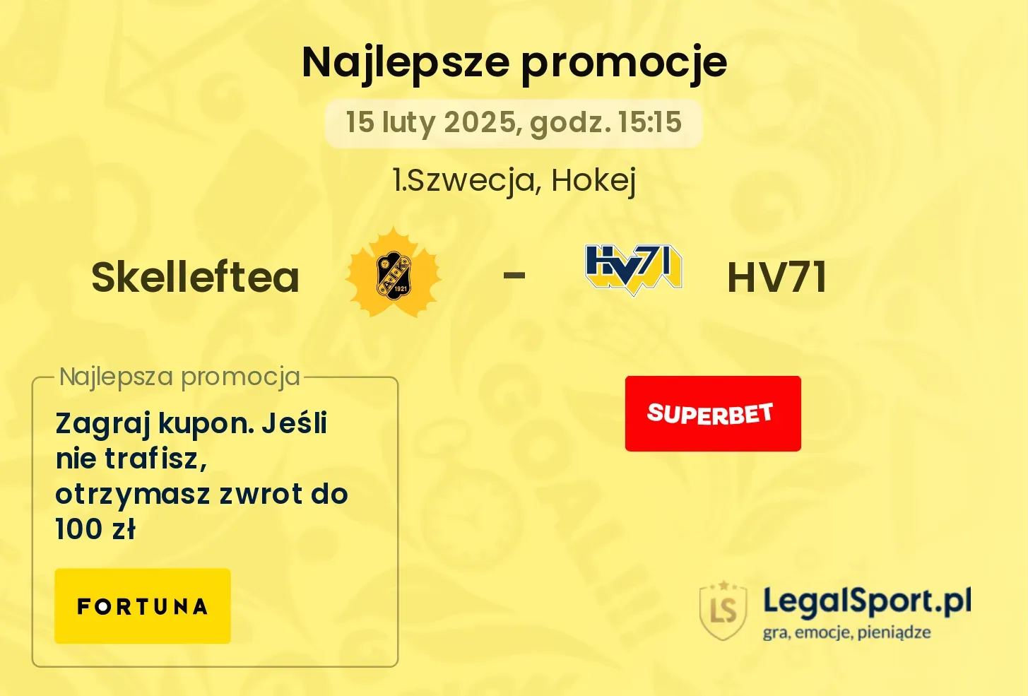 Skelleftea - HV71 promocje u bukmacherów