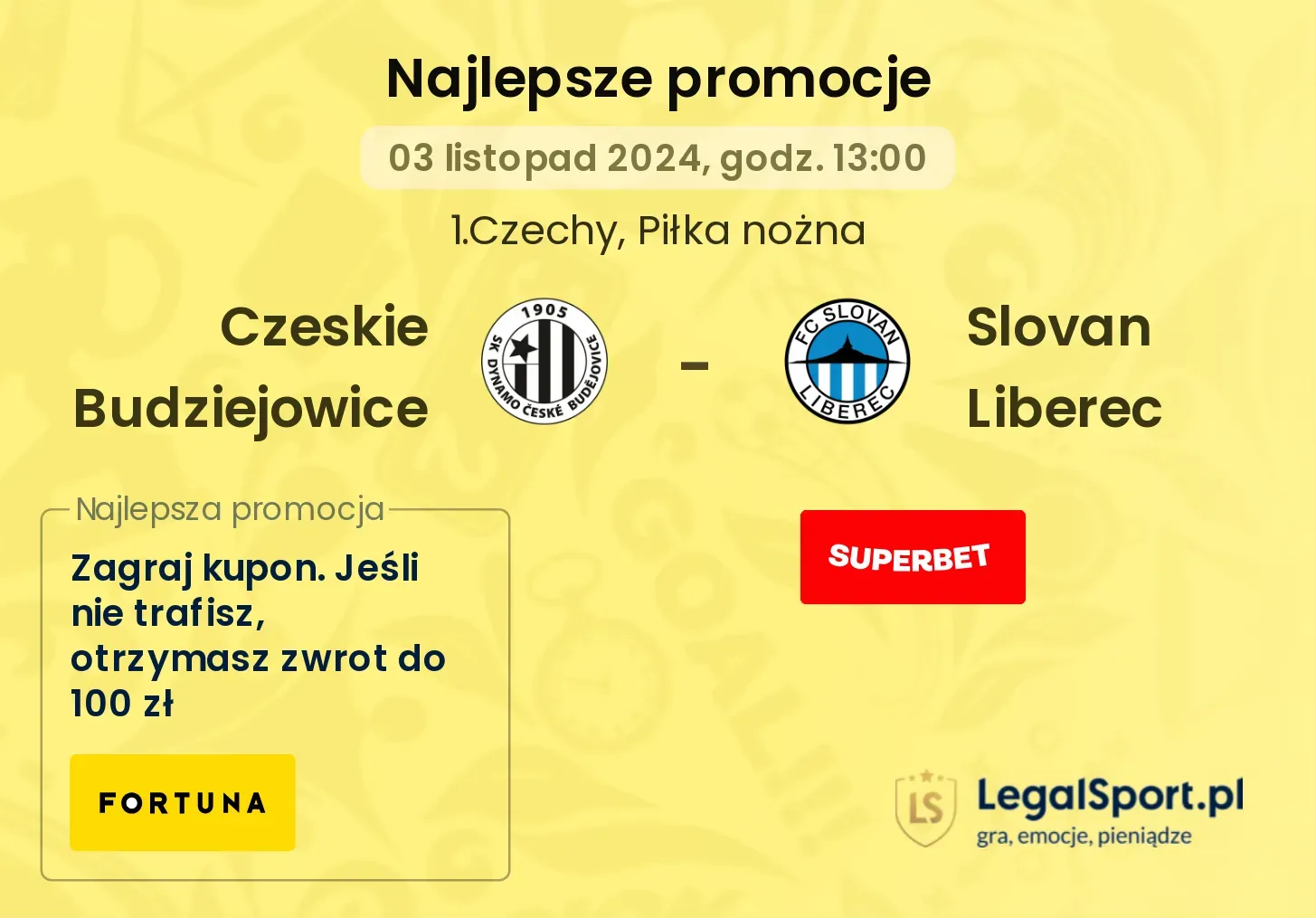Czeskie Budziejowice - Slovan Liberec promocje u bukmacherów 03.11, 13:00