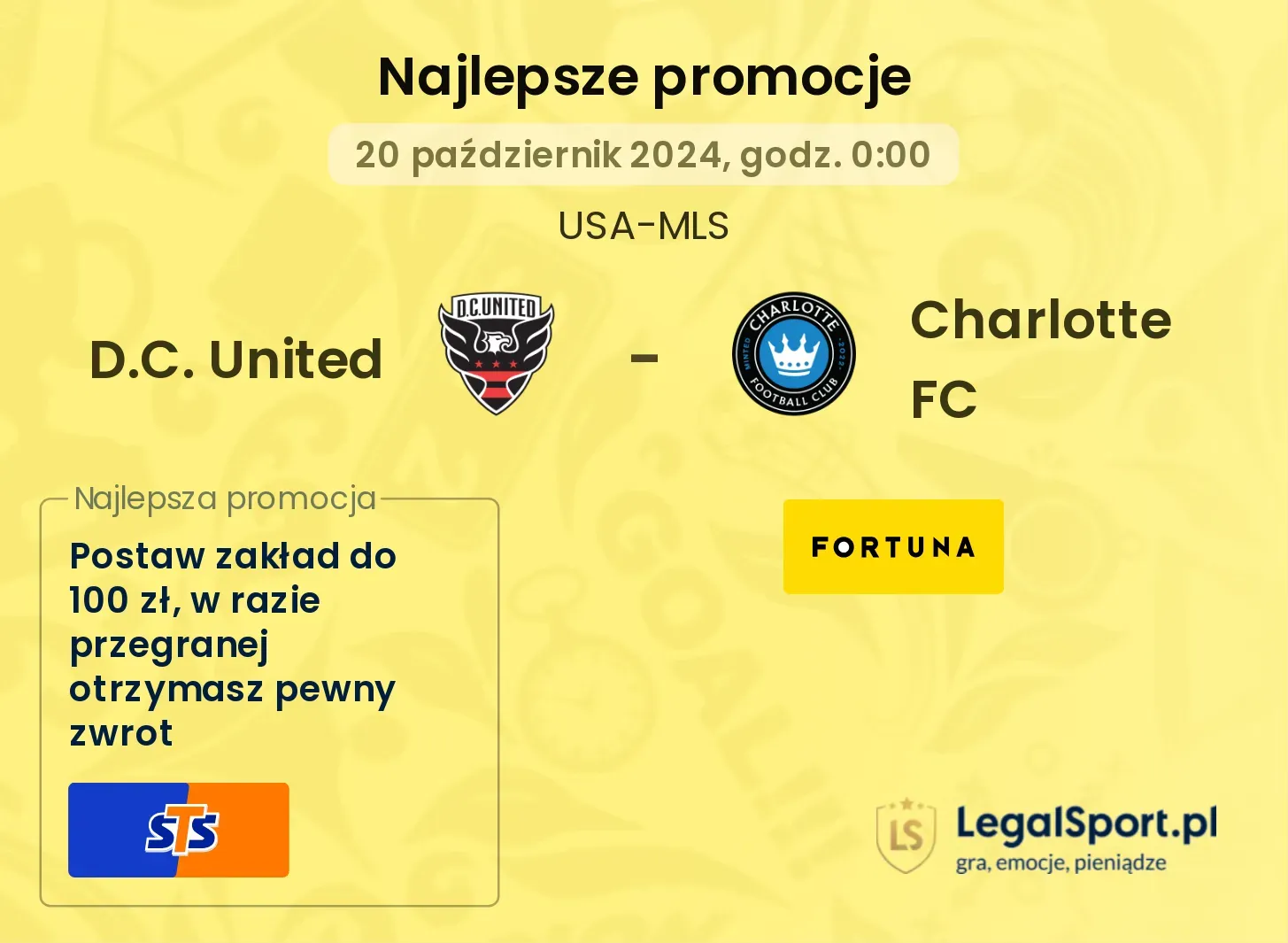 D.C. United - Charlotte FC promocje bukmacherskie 20.10, 00:00