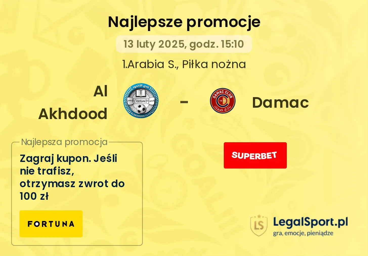 Al Akhdood - Damac promocje bukmacherskie