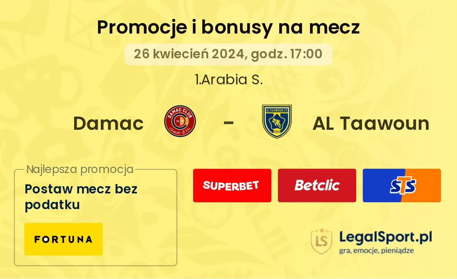 Damac - AL Taawoun promocje bonusy na mecz