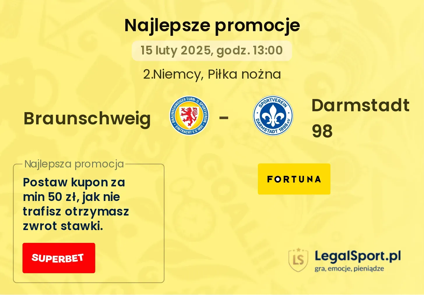 Braunschweig - Darmstadt 98 promocje bukmacherskie