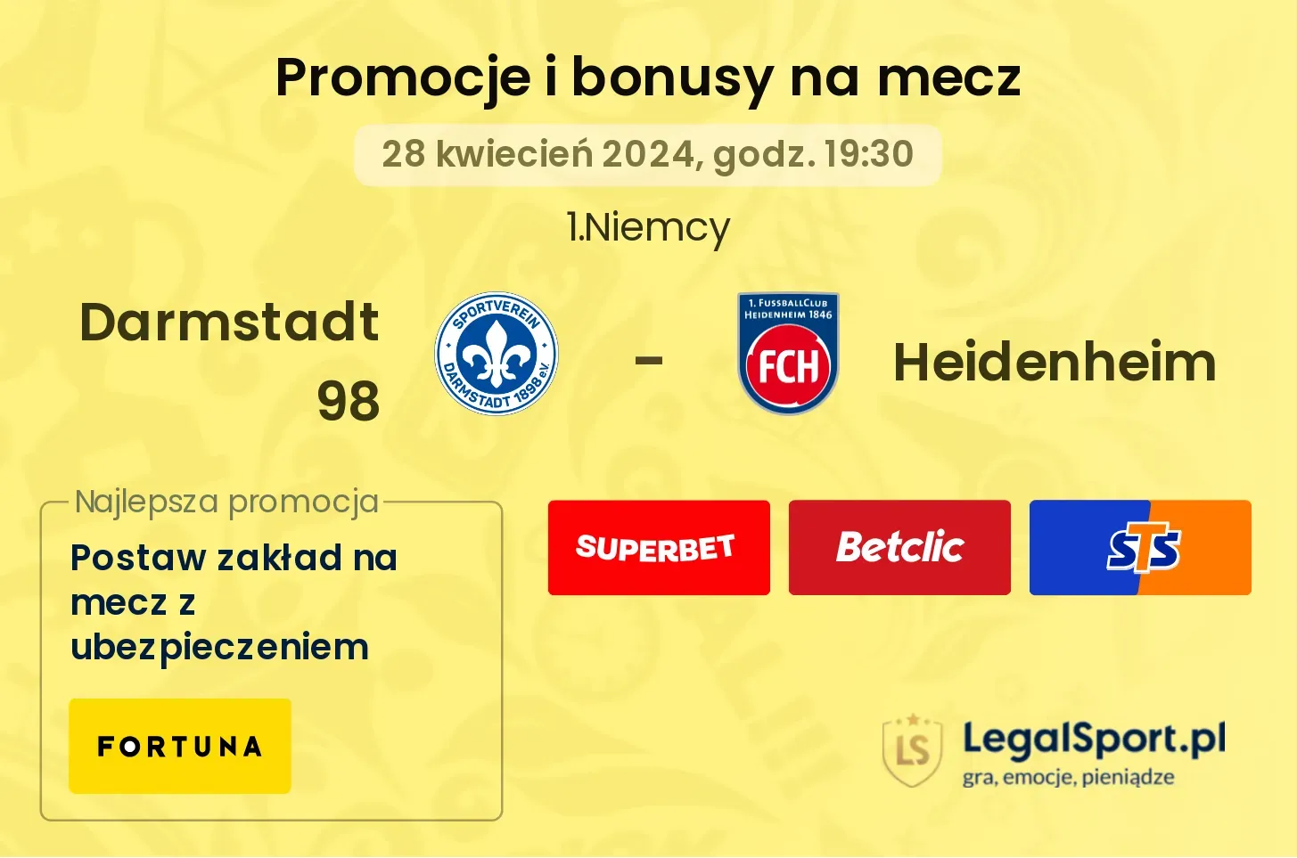 Darmstadt 98 - Heidenheim promocje bonusy na mecz