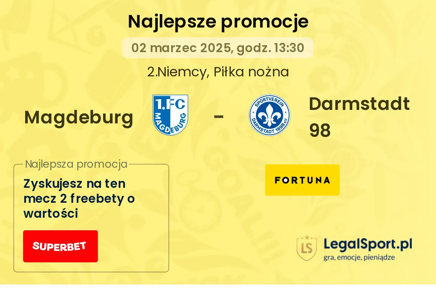 Magdeburg - Darmstadt 98 promocje bukmacherskie