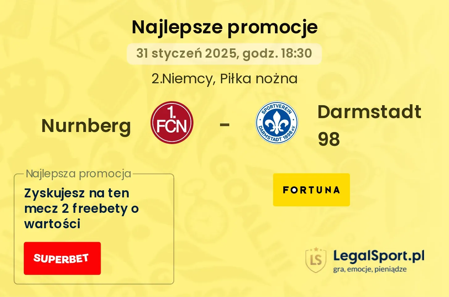 Nurnberg - Darmstadt 98 promocje bukmacherskie