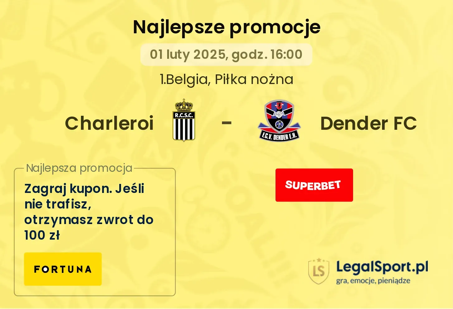 Charleroi - Dender FC promocje bukmacherskie
