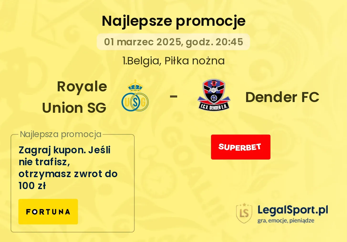 Royale Union SG - Dender FC promocje bukmacherskie