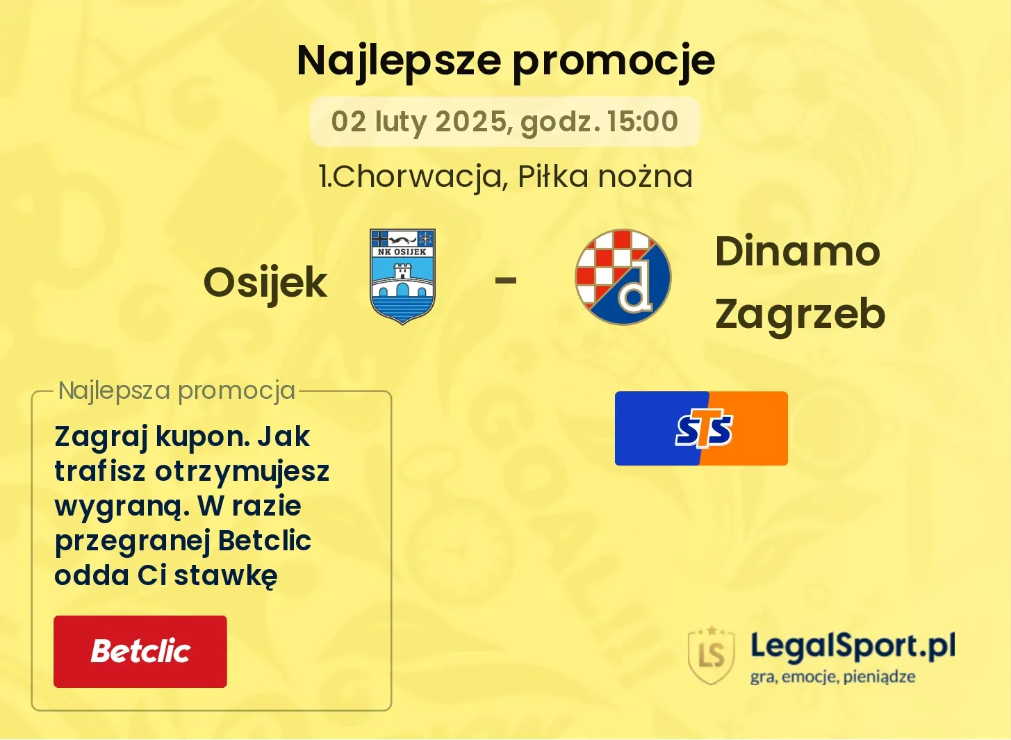 Osijek - Dinamo Zagrzeb promocje u bukmacherów