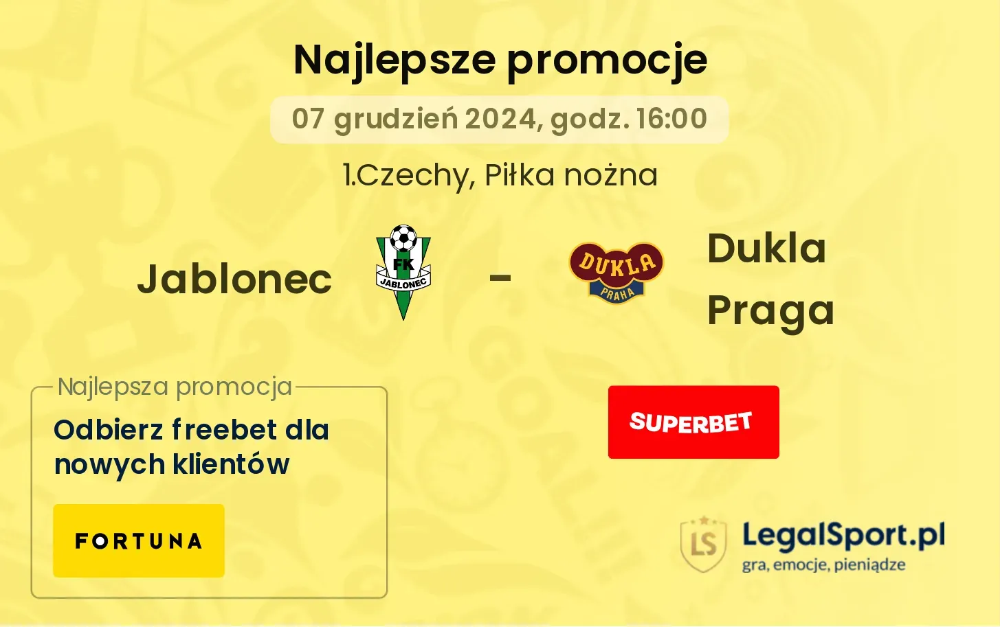 Jablonec - Dukla Praga promocje u bukmacherów