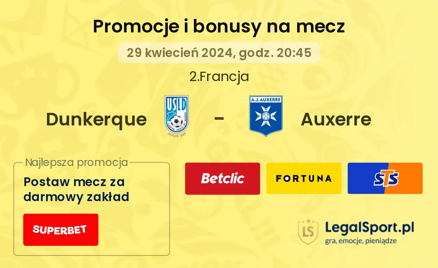 Dunkerque - Auxerre promocje bonusy na mecz