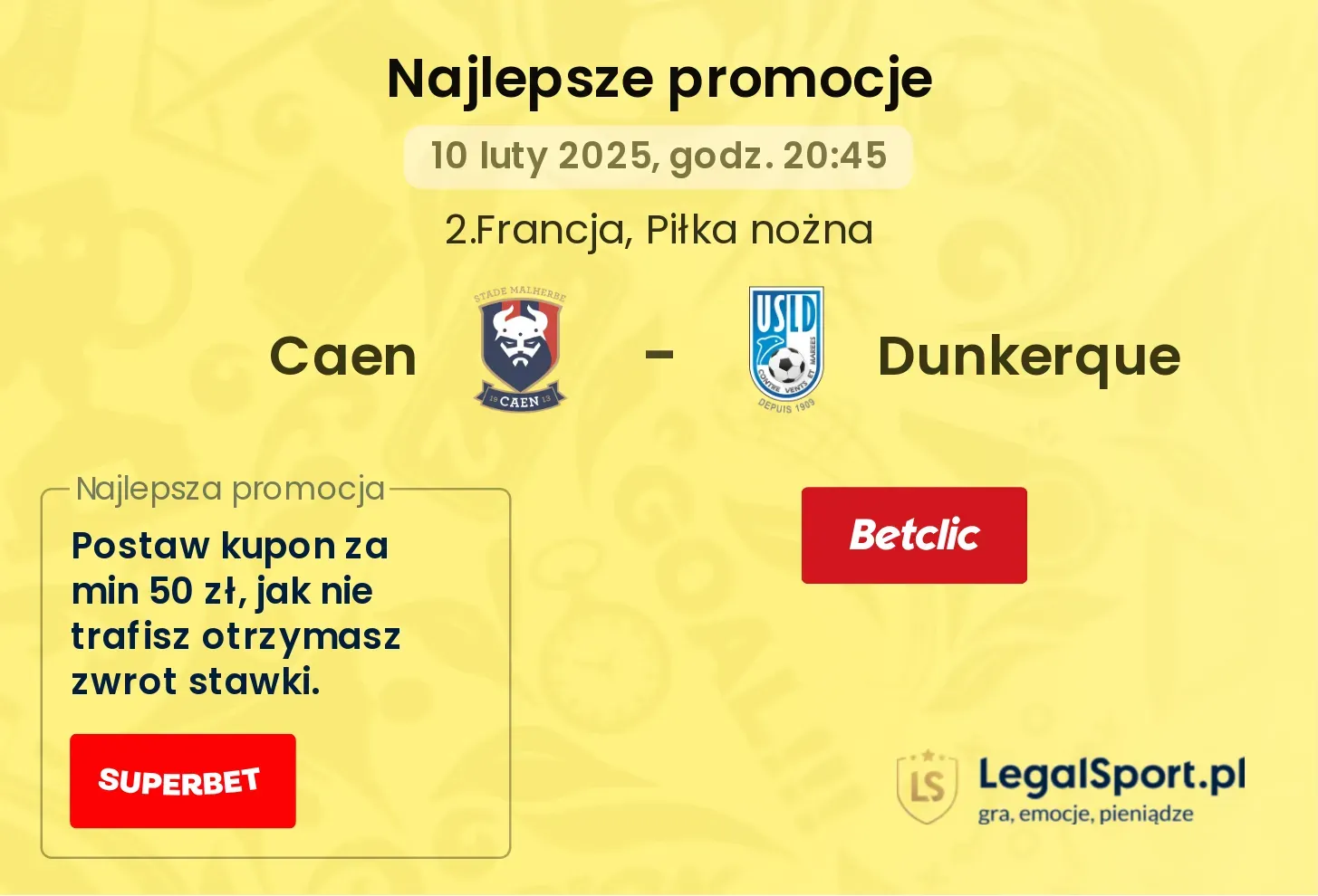 Caen - Dunkerque promocje u bukmacherów