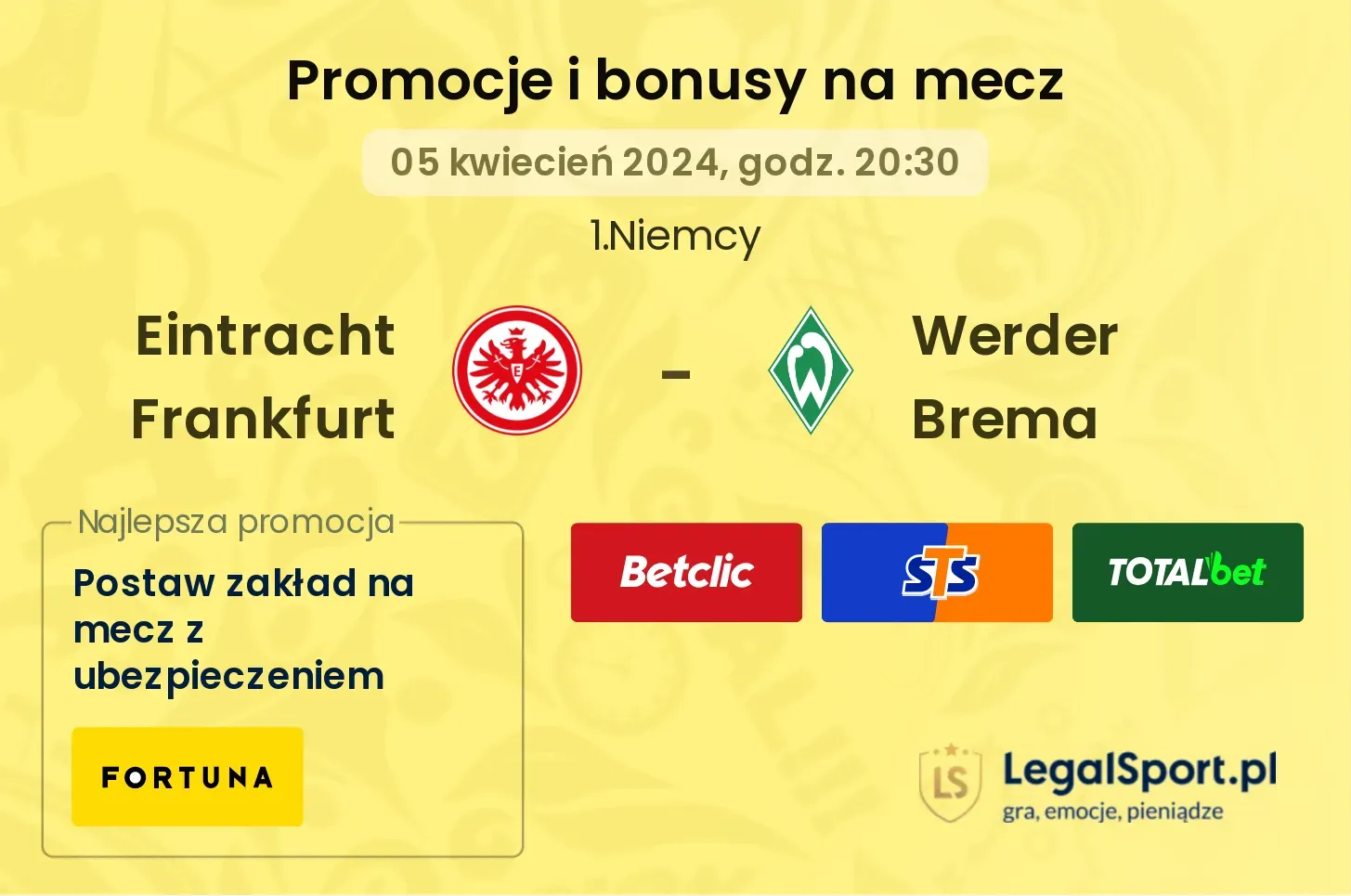 Eintracht Frankfurt - Werder Brema promocje bonusy na mecz