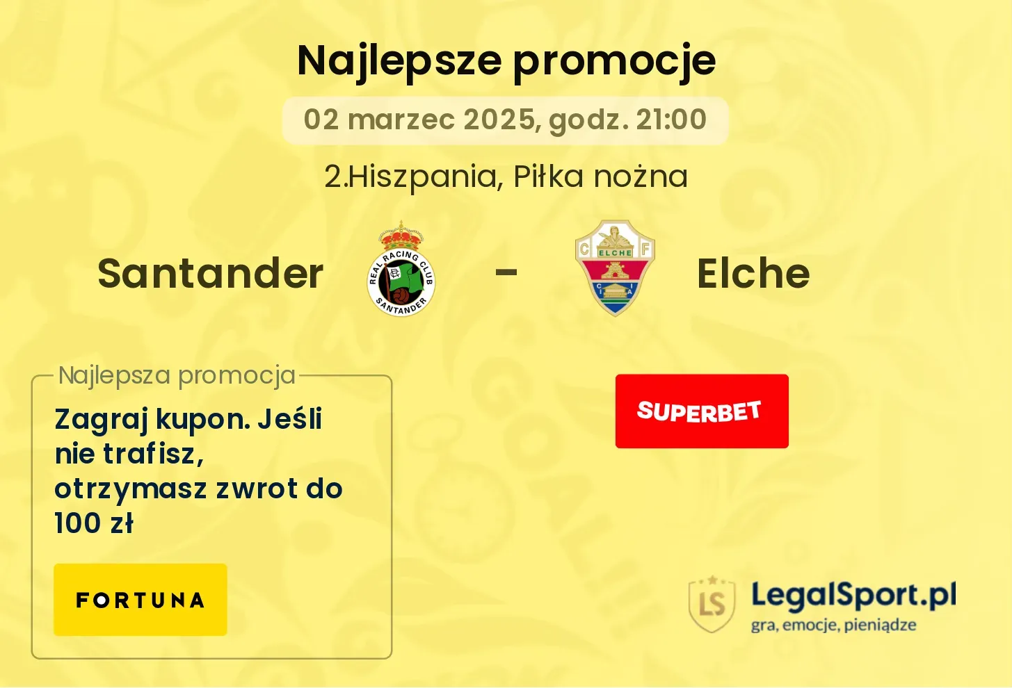 Santander - Elche promocje bukmacherskie