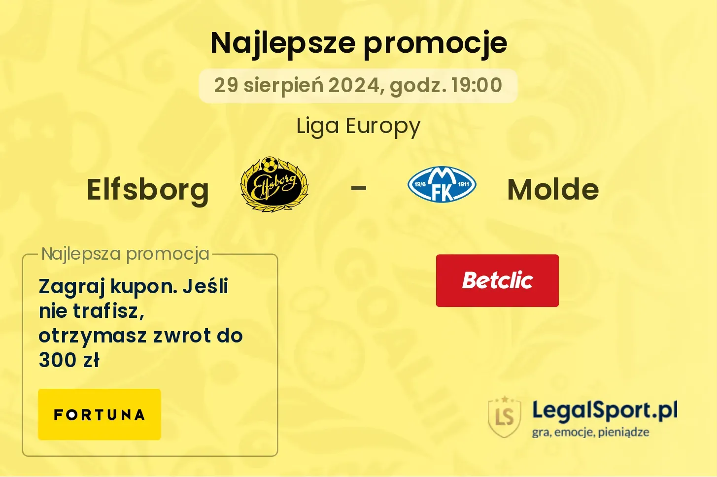 Elfsborg - Molde promocje bukmacherskie 29.08, 19:00