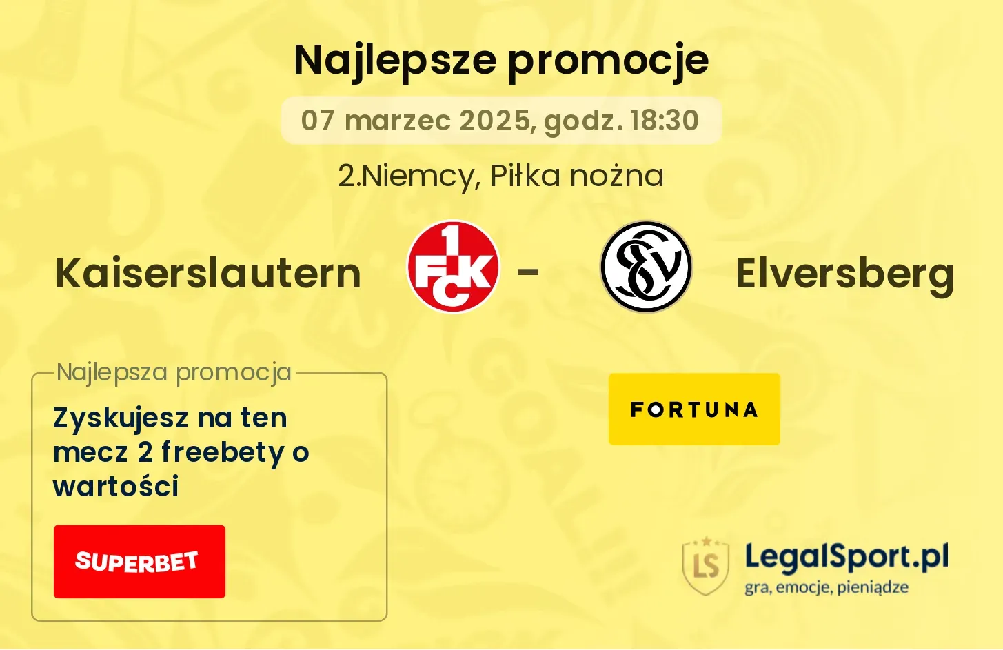 Kaiserslautern - Elversberg promocje u bukmacherów