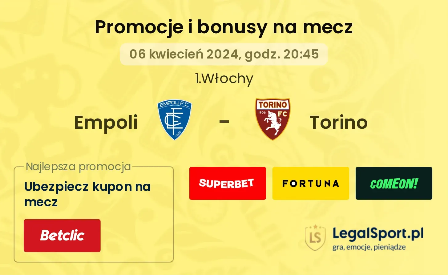 Empoli - Torino promocje bonusy na mecz
