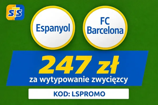 STS: 247 zł za wytypowanie zwycięzcy meczu Espanyol - FC Barcelona