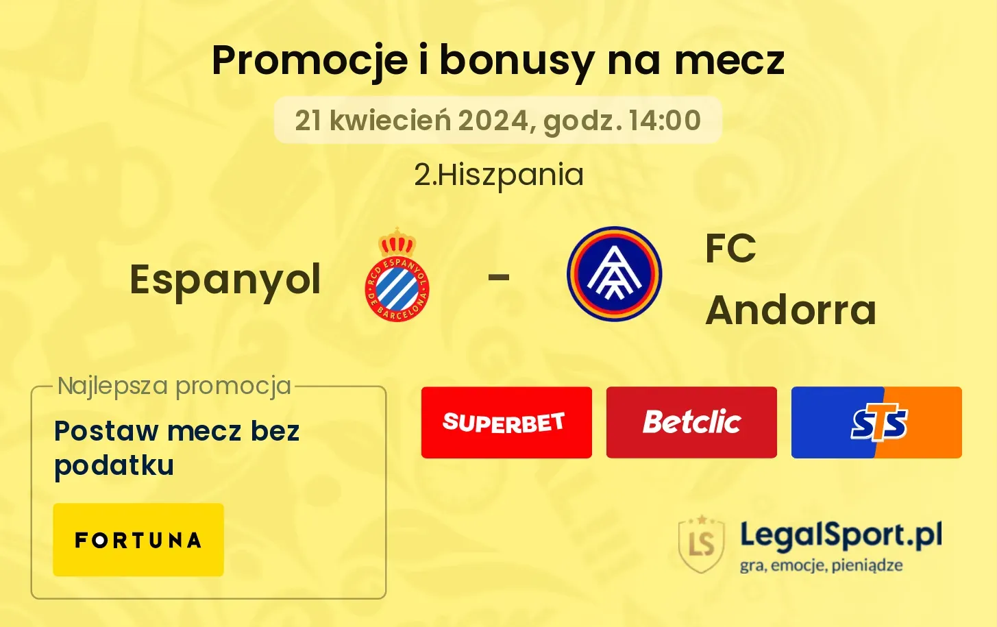 Espanyol - FC Andorra promocje bonusy na mecz