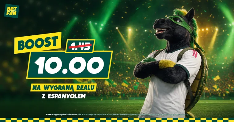 Promocja BETFAN: Kurs 10.00 na wygraną Realu Madryt z Espanyolem