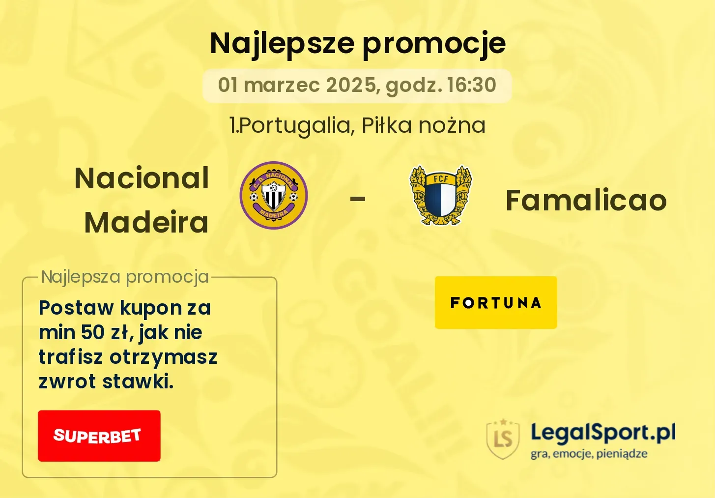 Nacional Madeira - Famalicao promocje u bukmacherów