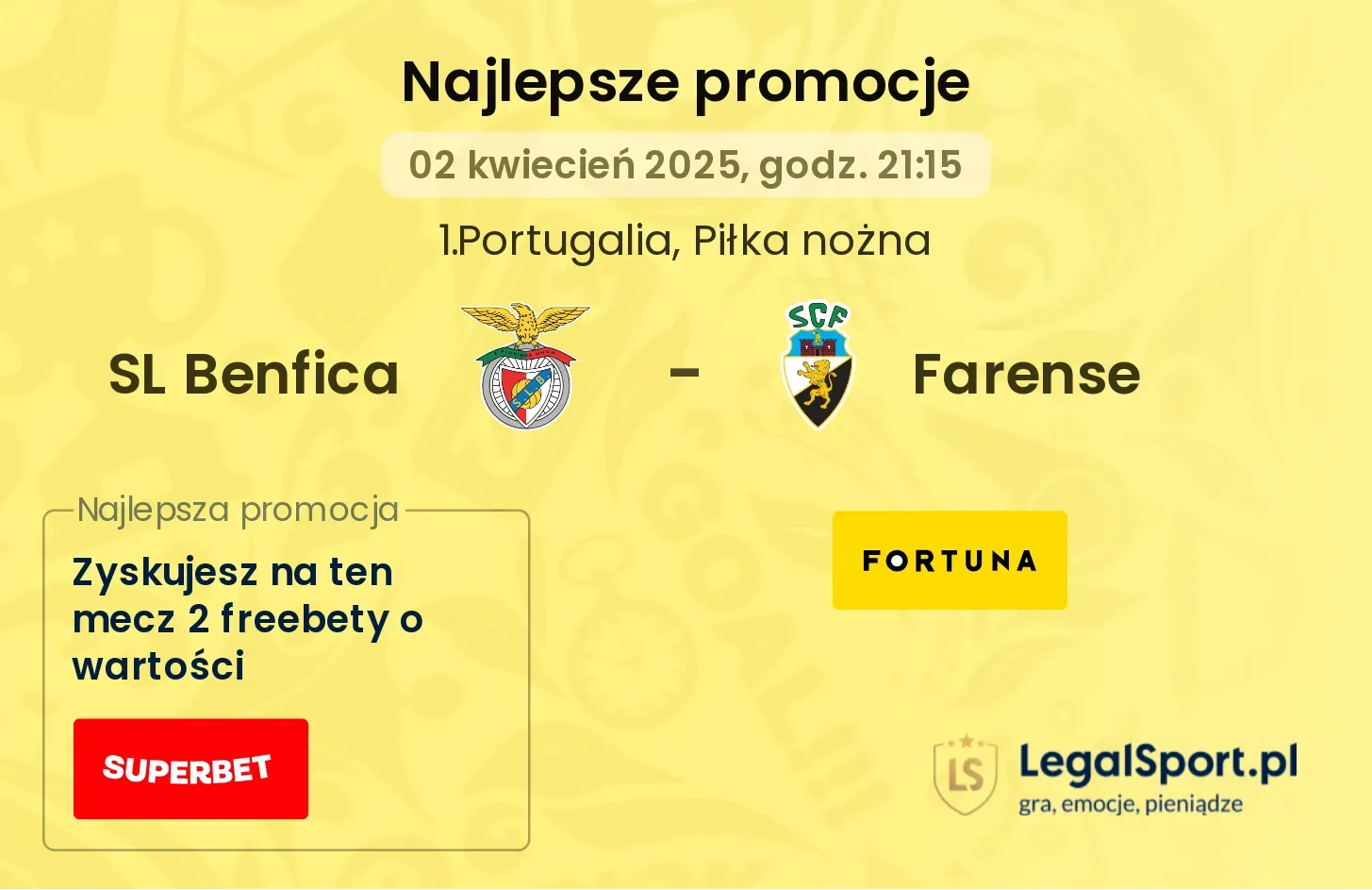 SL Benfica - Farense promocje bukmacherskie