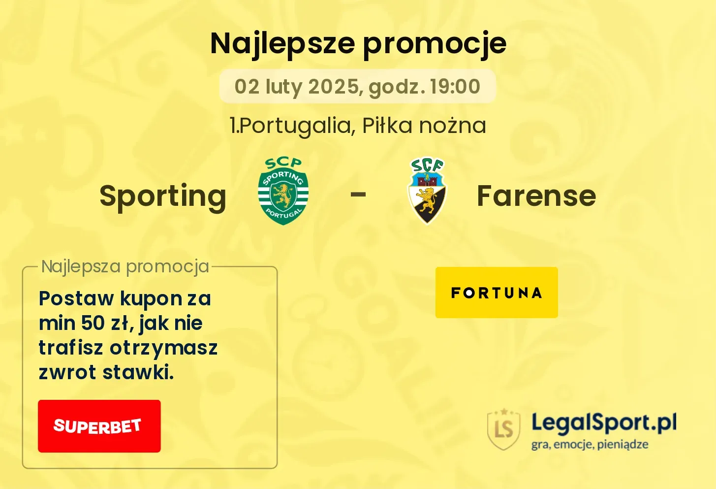 Sporting - Farense promocje bukmacherskie
