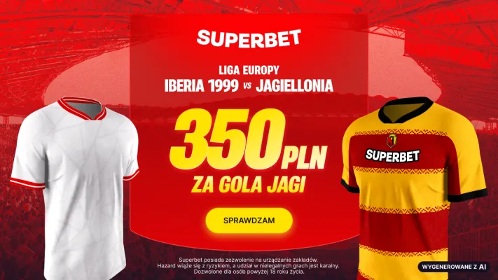 Promocja Superbet: 350 PLN za gola Jagiellonii Białystok w meczu z Iberią 1999