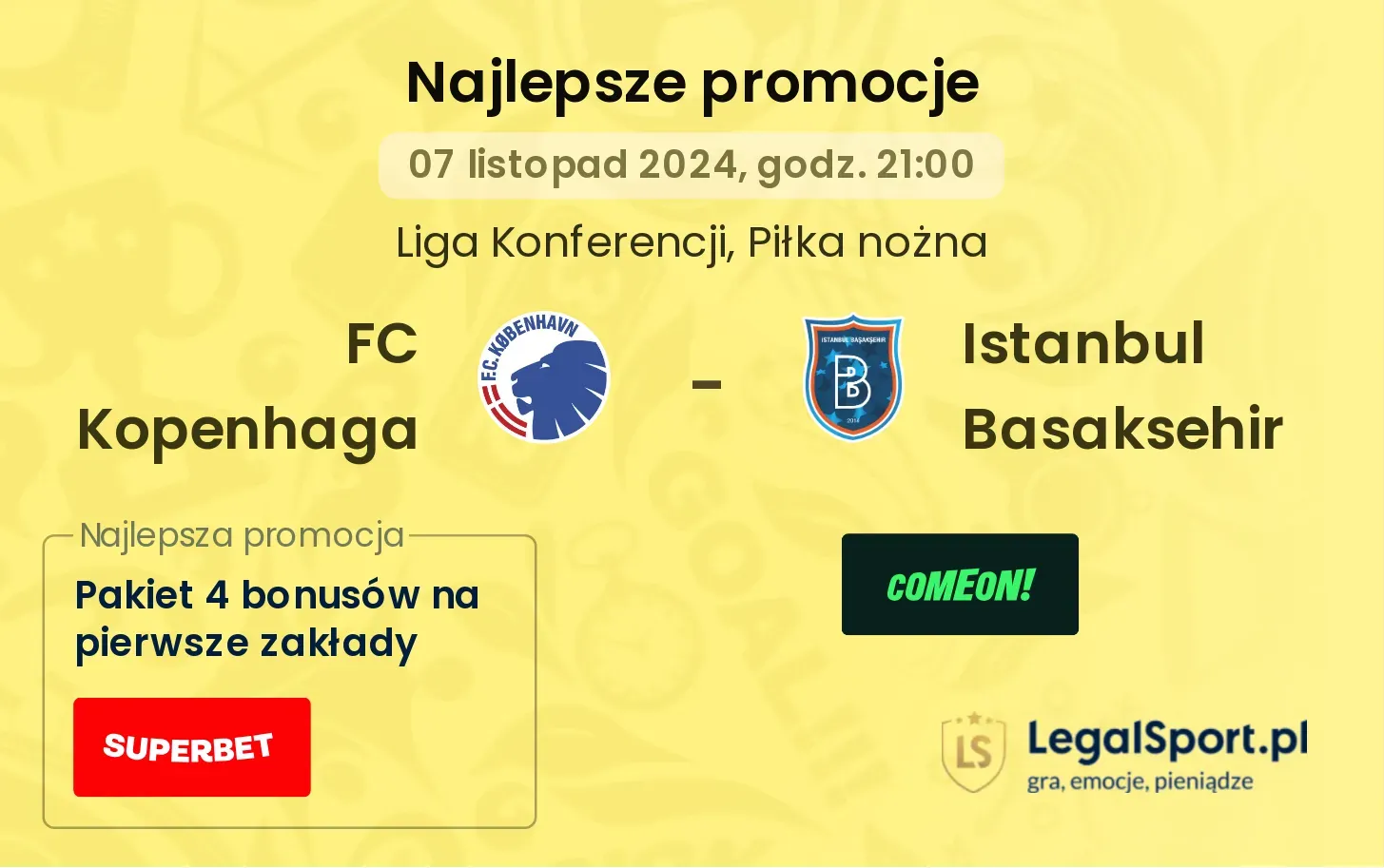 FC Kopenhaga - Istanbul Basaksehir promocje u bukmacherów 07.11, 21:00