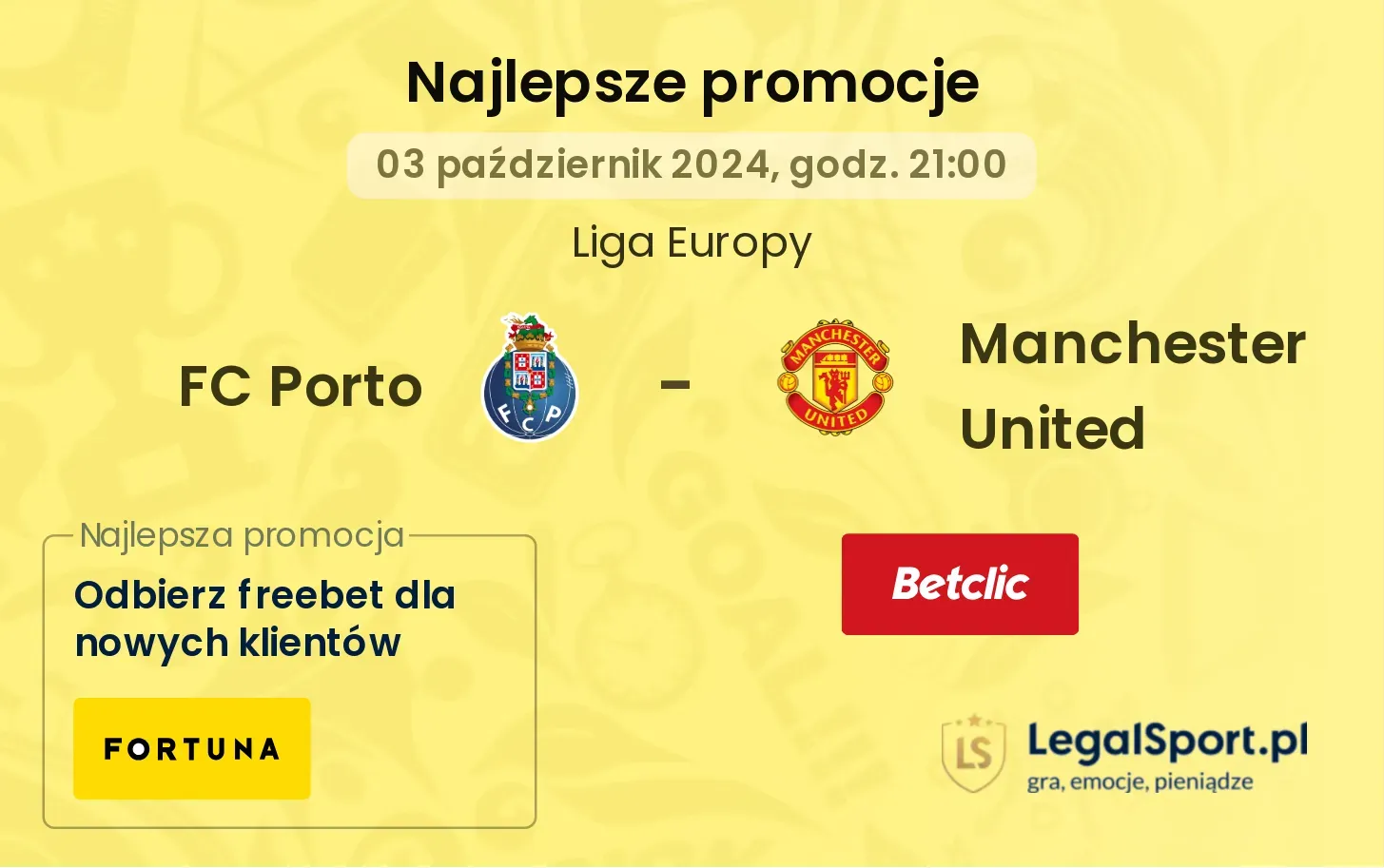 FC Porto - Manchester United promocje bukmacherskie 03.10, 21:00