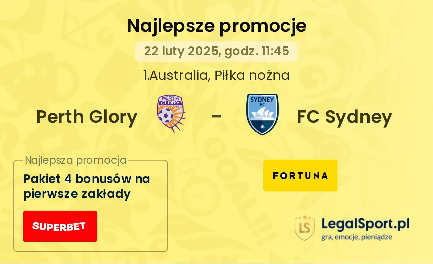 Perth Glory - FC Sydney promocje u bukmacherów
