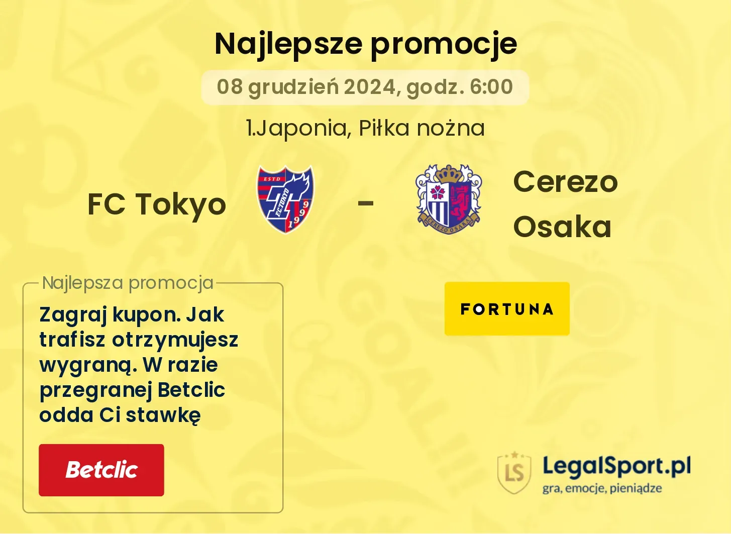 FC Tokyo - Cerezo Osaka promocje u bukmacherów