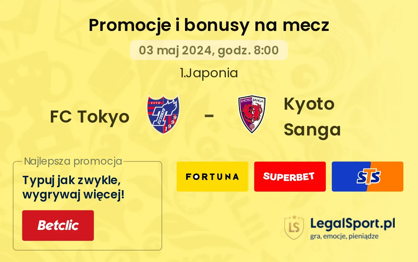 FC Tokyo - Kyoto Sanga promocje bonusy na mecz