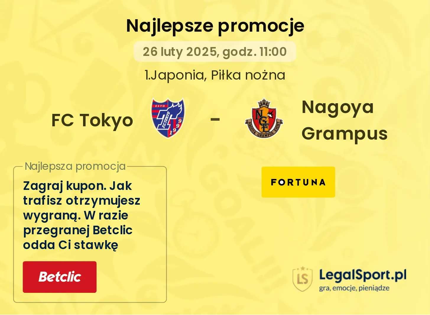 FC Tokyo - Nagoya Grampus promocje u bukmacherów