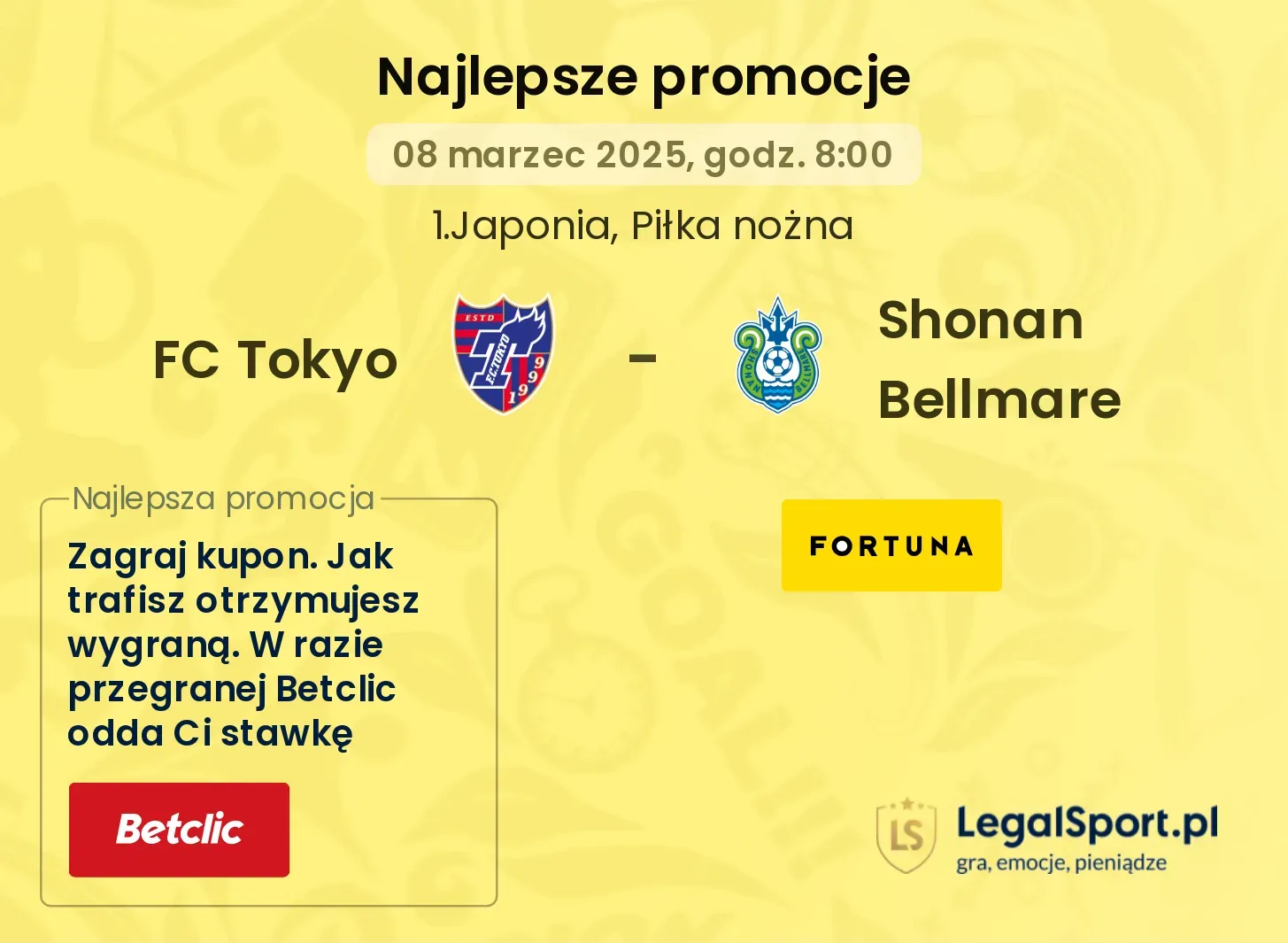FC Tokyo - Shonan Bellmare promocje bukmacherskie