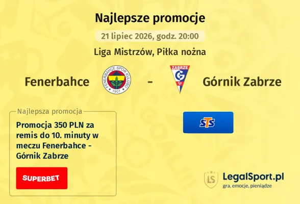 Promocja STS: 300 zł za gola Górnika Zabrze w meczu z Fenerbahce