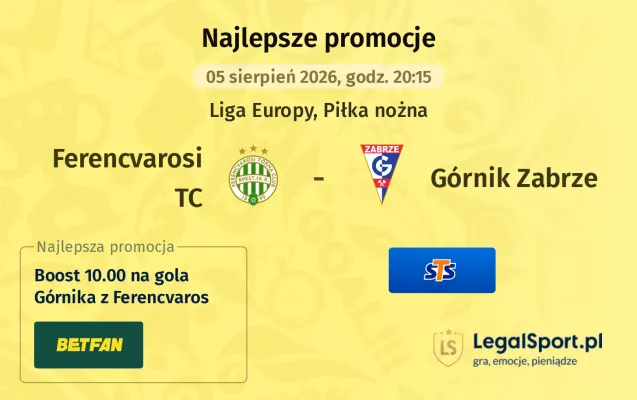 Promocja STS: 300 zł za gola Górnika Zabrze w meczu z Ferencvarosem