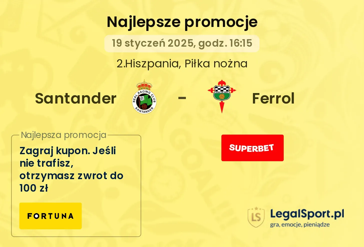Santander - Ferrol promocje bukmacherskie